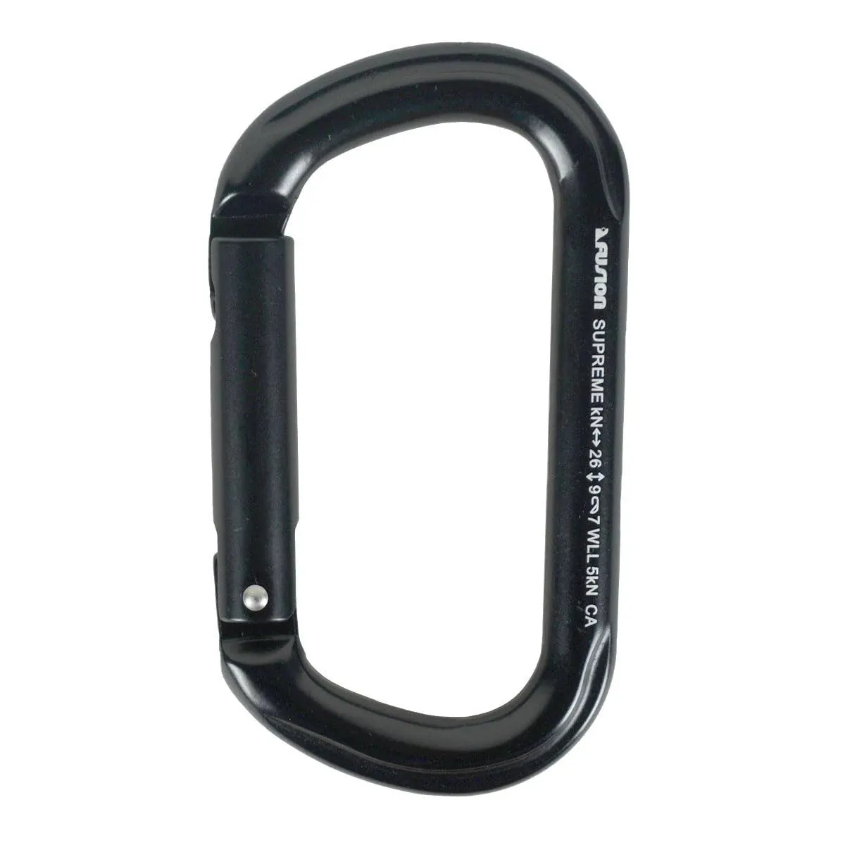 Fusion FP-9318 Supreme Oval Straight Gate Aluminum Carabiner, Black