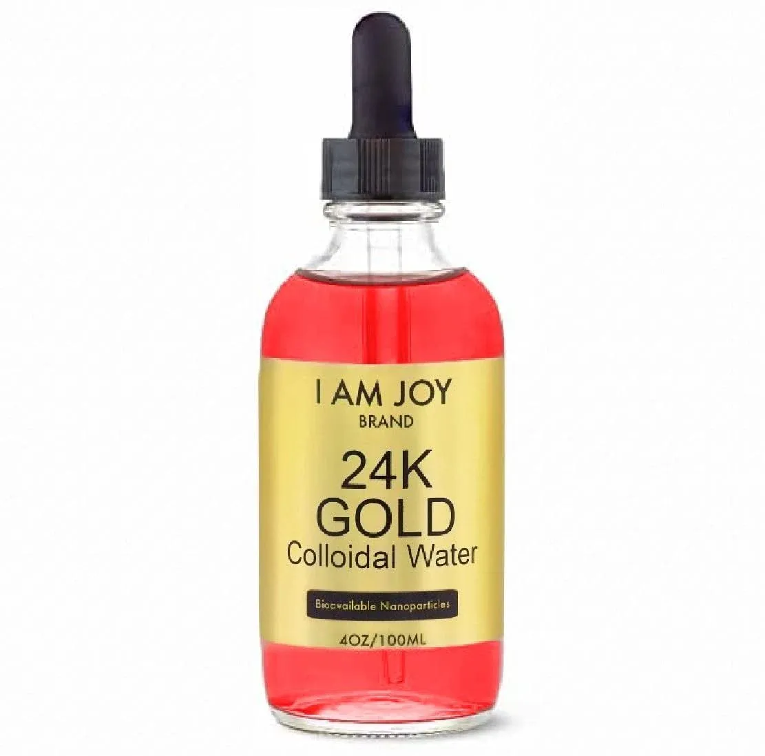 Liquid Colloidal Gold 24k 99.99% Pure 100ppm Ruby Red Water Based All Natural Electrolysis 4oz Glass Bottle