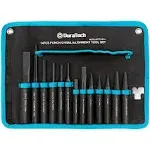 DURATECH 14 Piece Punch/Chisel/Alignment Tool Set, Including Pin Punch, Center Punch, Nail punch, Alignment Tool, Cold Chisel, Chisel Gauge, for Removing Repair Tool, with Rolling Pouch