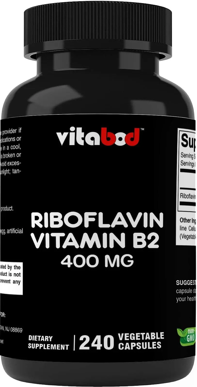 Vitamin B2 (Riboflavin) 400 mg 240 Vegetarian Capsules - Support Cellular Energy and Red Blood Cell Production