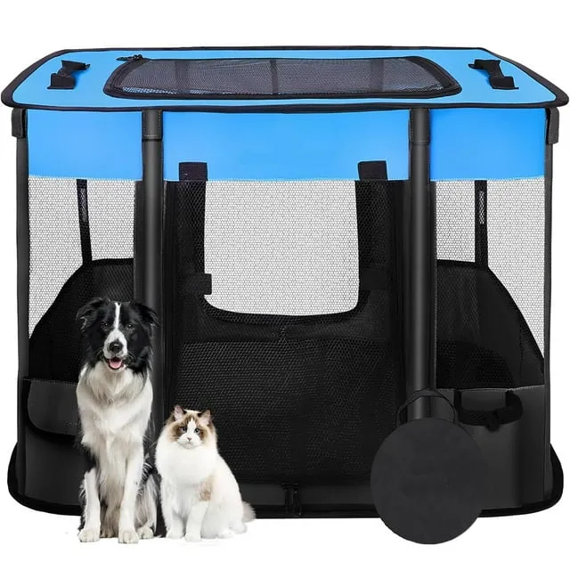 TASDISE Portable Pet Playpen, Foldable Dog Playpen, Exercise Kennel Tent for Puppy, Dog, Cat, Rabbit, Great for Indoor Outdoor Travel Use,Come with Carrying Case