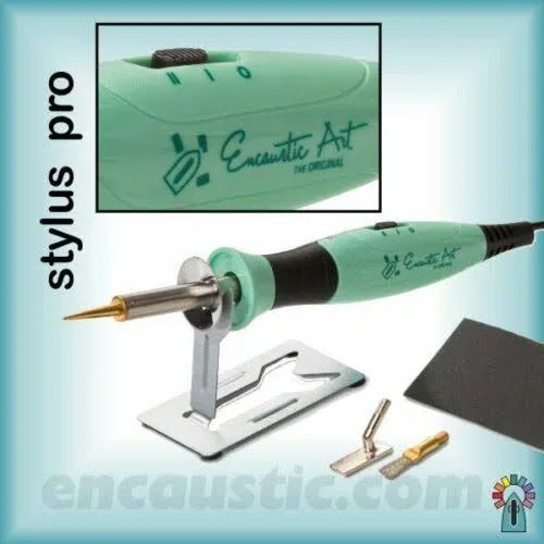 Encaustic Art Stylus Pro Low Heat Tool -Includes Stylus, 3 Attachments-Standard Drawing Tip, Brush Head And Rectangle Shape