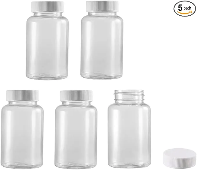 Uxcell Plastic Lab Chemical Reagent Bottle 200ml/6.8oz Wide Mouth Sample Sealing Liquid Storage Container 5pcs | Harfington, 200ml / 5pcs