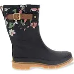 Western Chief Women's Brushed Petals Mid Rain Boot - Black - US 11