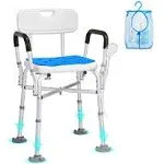 Adjustable Height Shower Chair with Back - Non-Slip Bath Stool for Elderly, Disa