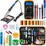 Electric Tin Soldering Iron 110v Kit with Tips Desoldering Pump 60W Multimeter