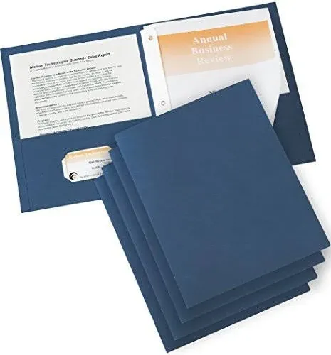 Avery Two Pocket Folders with 3 Prong Fasteners, Holds 70 Sheets, Case Pack of 125 Blue Folders (47975)