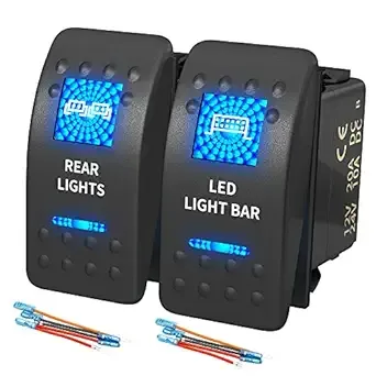 DaierTek LED Light Bar Rocker Switch and Rear Lights Rocker Switch Blue 12V/2...