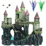 PINVNBY Aquarium Resin Castle Decoration Fish Tank Driftwood Castle Cave Hideouts House Plants Supplies Accessories(Red)