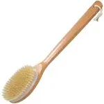 OWIIZI Bath Brushes with Soft and Natural Bristles Antiskid Wooden Long Handle Shower Body Scrubber for Wet or Dry Exfoliating,Back Scrub Deep Cleanse