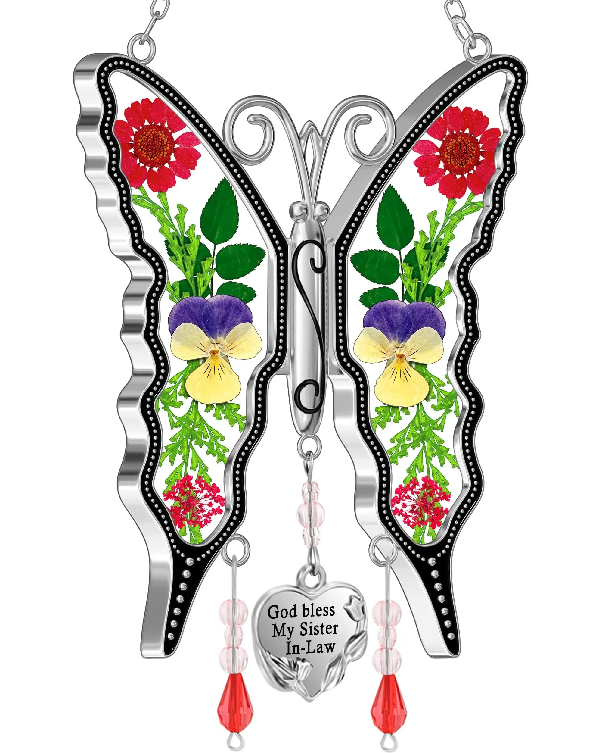 KY&amp;Bosam New Butterfly Suncatchers I Love You Mom Stained Glass Butterfly Sun