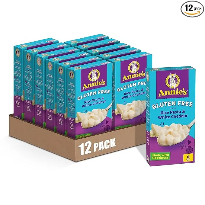 Annie’s White Cheddar Shells Gluten Free Mac and Cheese Dinner with Rice Pasta, Kids Macaroni and Cheese Dinner, 6 OZ (Pack of 12)