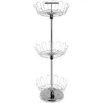 SHIP USA 3 Tier Revolving Shoe Tree Orgainzer Rack with Chrome Finish NEW