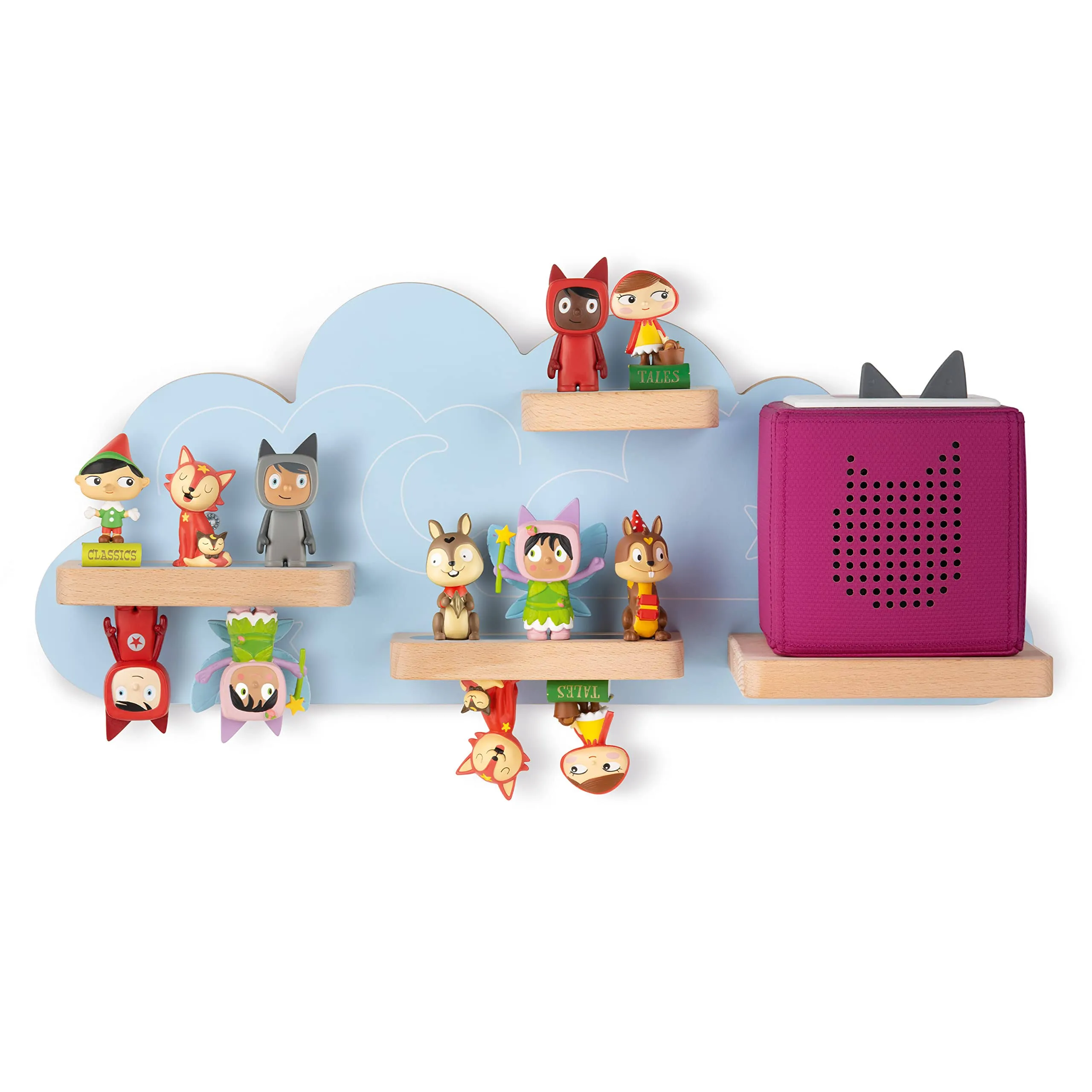 Tonies Magnetic Wall Shelf for Toniebox, Charging Station, and 20 Characters - Cloud