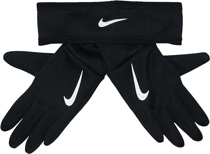 NIKE Women&#039;s Therma Headband and Glove Set sz X-Small / Small Black Running