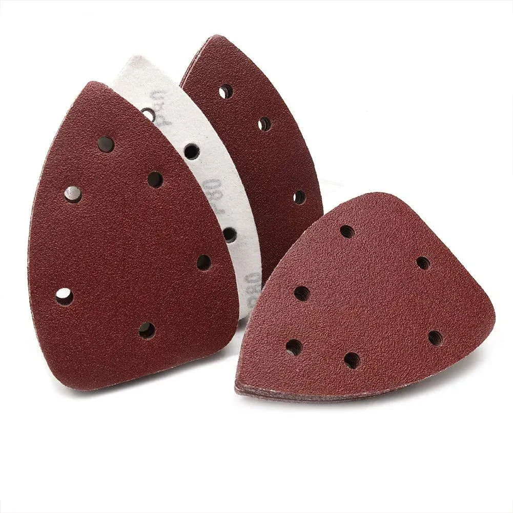 80 Grit Mouse Detail Sander Sandpaper, 40 PCS 6 Holes Palm Mouse Sander Pads, Hook and Loop Triangle Sandpaper by SANJIAN