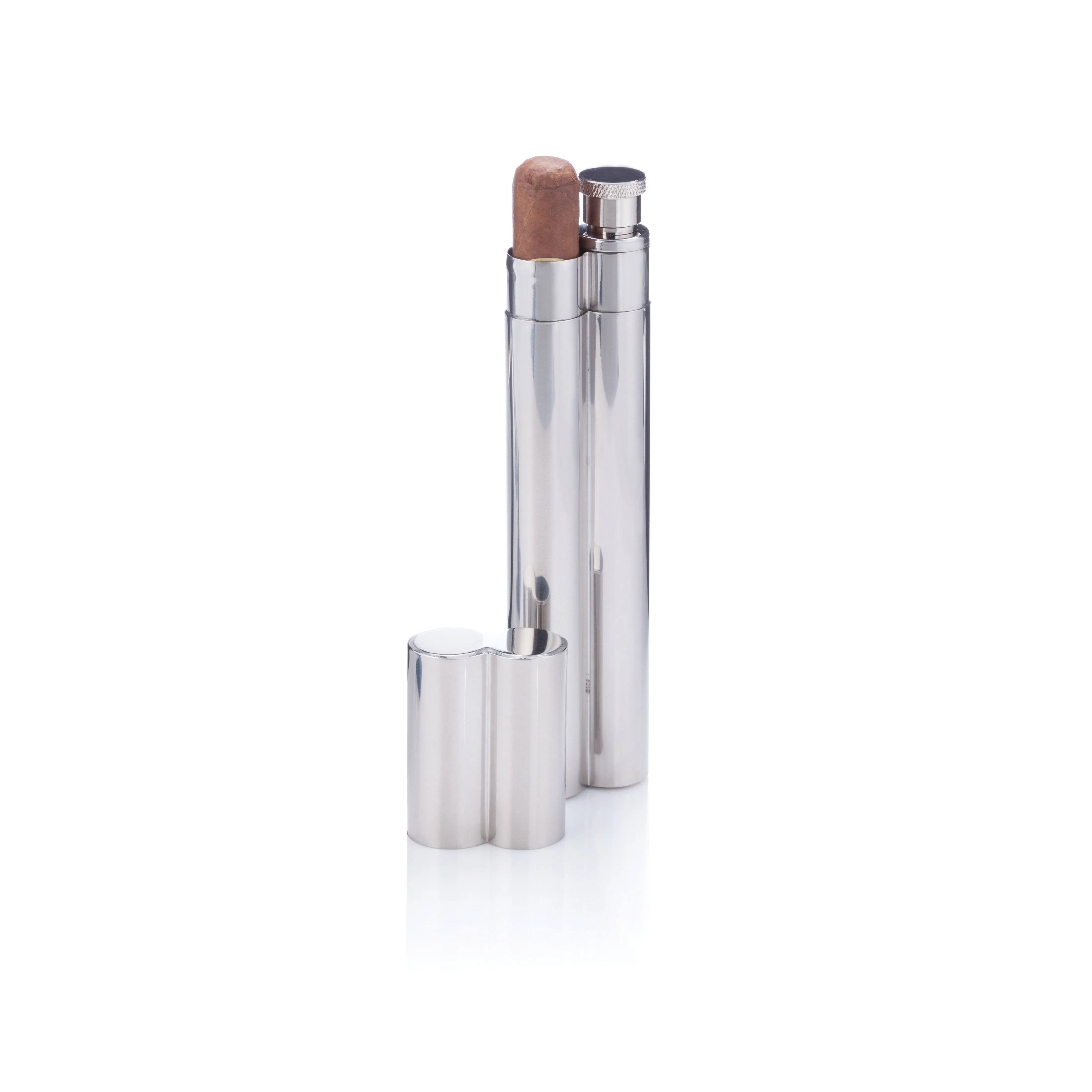 Viski Stainless Steel Cigar Holder and Flask