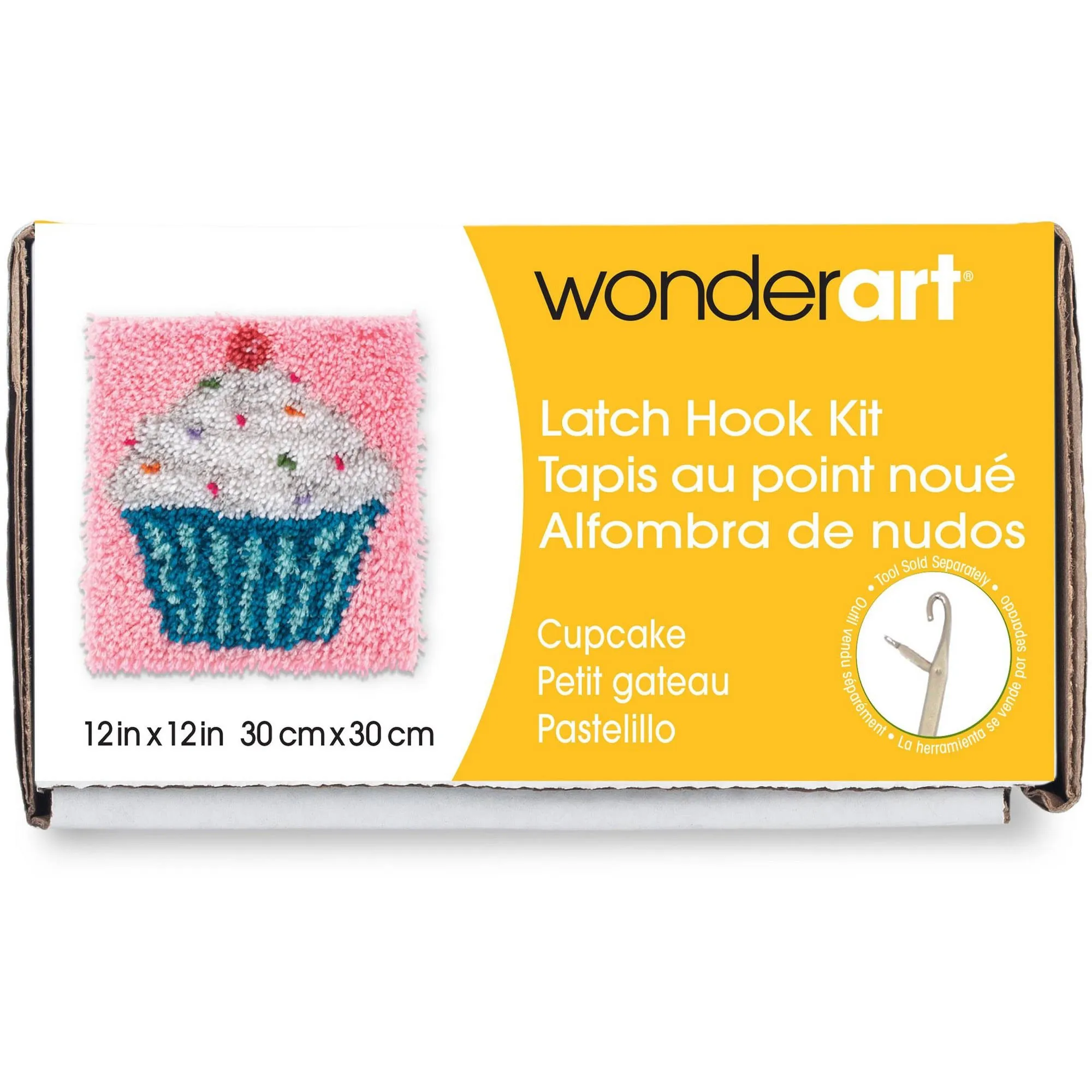 Wonderart Latch Hook Kit 12"X12" Cupcake