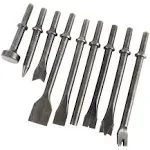 KUNTEC 9Pcs Pneumatic Chisel Tool Air Hammer Punch Chipping Bits Set 0.39 Inches Round Style Shank