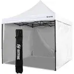 OUTFINE Heavy Duty Canopy 10x10 Pop Up Commercial Canopy Tent with 3 Side Walls Instant Shade, Bonus Upgrade Roller Bag, 4 Weight Bags, Stakes and