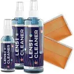 Eyeglass Gel Lens Cleaner Spray Kit - 2 x 8oz and 1 x 2oz Gel Eyeglasses Cleaner Spray Bottle + 2 Microfiber Cloth for Cleaning - Safe for All Lenses (AR Coated Included)