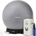 Retrospec Luna Exercise Ball, Base & Pump/Ball & Pump with Anti-Burst Material 55cm Ball & Base Rose