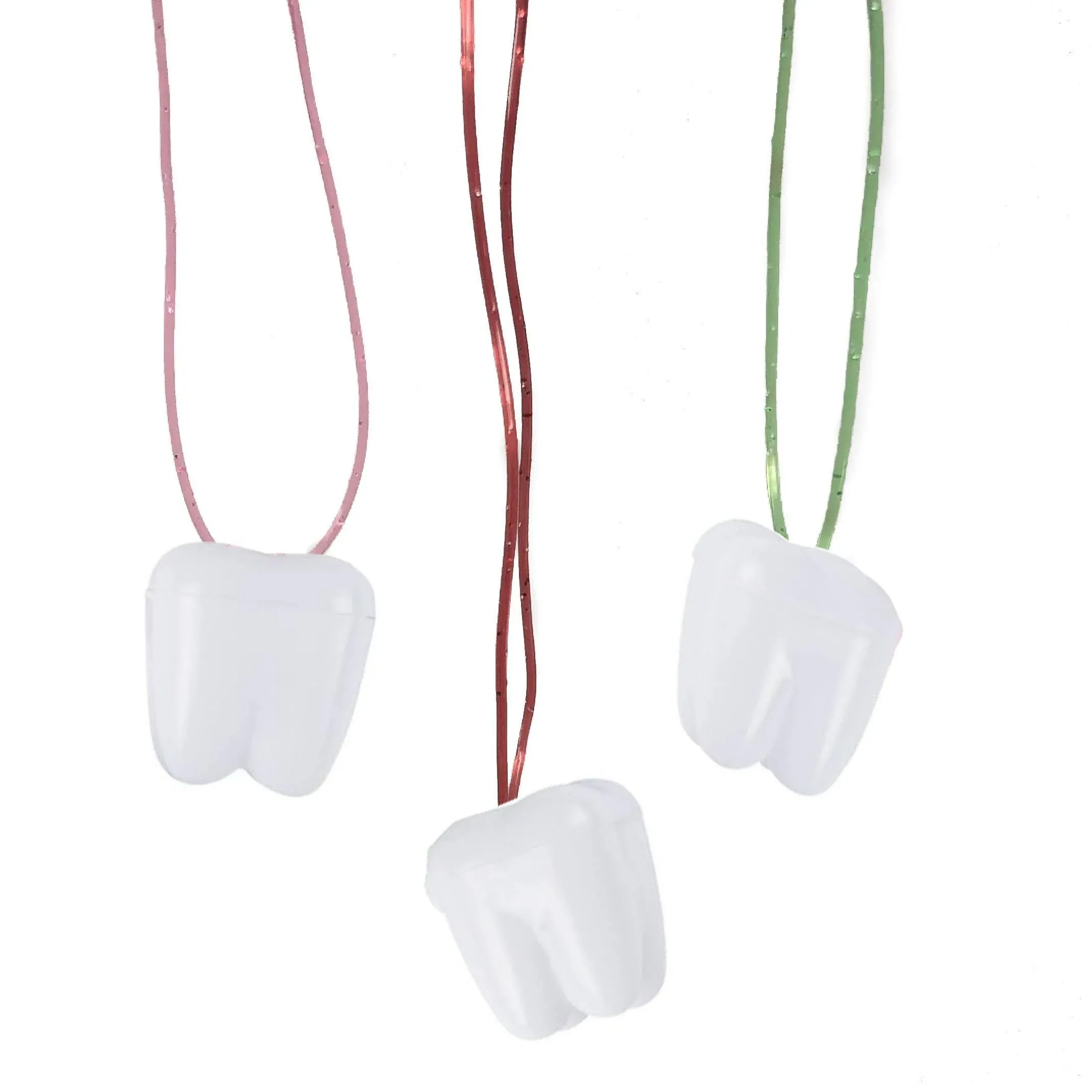 Podzly - 144 Tooth Saver Necklace for Kids - Tooth Fairy Baby Tooth Holder & Keepsake - Lost Teeth Holder - Children's Tooth-Shaped Box - Plastic Storage Case - Toddler Tooth Chest & Keeper