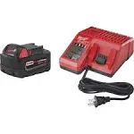 Milwaukee 48-59-1880 M18 REDLITHIUM HIGH OUTPUT XC 8 Ah Lithium-Ion Battery and M18 /M12 Charger Kit