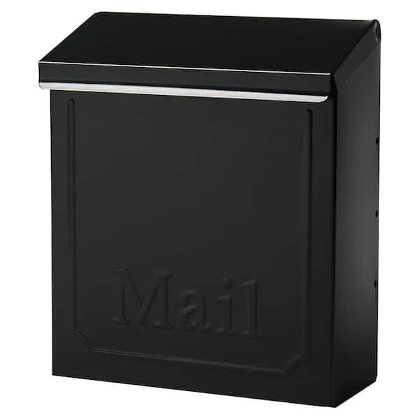 ARCHITECTURAL MAILBOXES Townhouse Vertical Small Capacity, Galvanized Steel Wall Mount Mailbox, 4.1 x 8.6 x 10.1 inches, Black