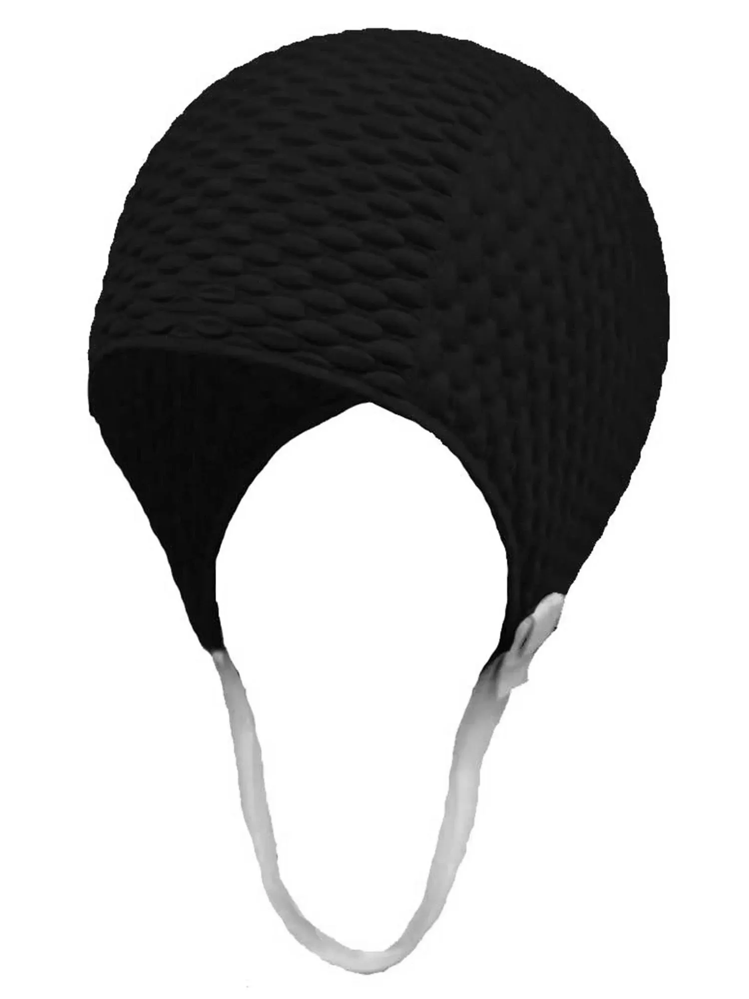 TEXTURED LATEX RUBBER SWIM CAP WITH STRAP