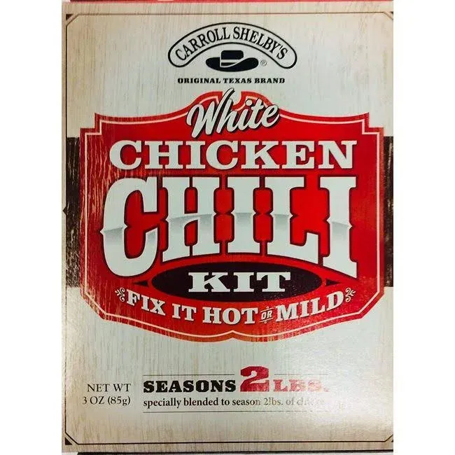 Carroll Shelby&#039;s Original or White Chicken Chili Mix Kit, 3-Pack 