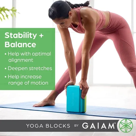 Gaiam Yoga Block - Supportive Latex-Free EVA Foam Soft Non-Slip Surface for Yoga, Pilates, Meditation