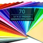 Bright Idea Permanent Vinyl Sheets - 70 Pack 12”x12” | Adhesive Vinyl Sheets, Assorted Colors (Glossy, Matte, Metallic) Permanent Vinyl Bundle Pack