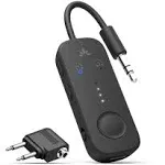 Avantree Relay - Airplane Bluetooth 5.3 Adapter with Qualcomm apt-X Low Latency Adaptive support. Wireless Audio Transmitter for 2 Headphones or AirPods. Perfect for in-flight Entertainment