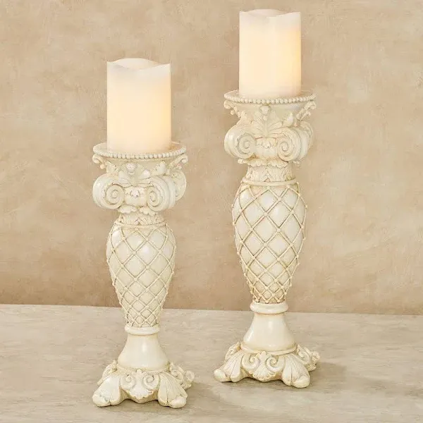 Corinthia Classical Style Candleholder Set of Two Antique Ivory Set of 2