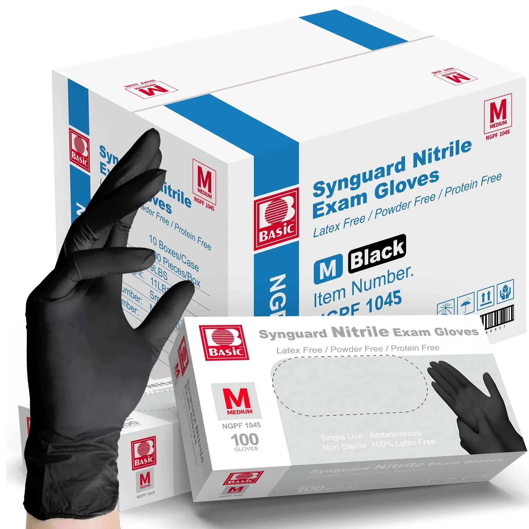 Black Nitrile Gloves, 4 mil, Medium (1000/Case)