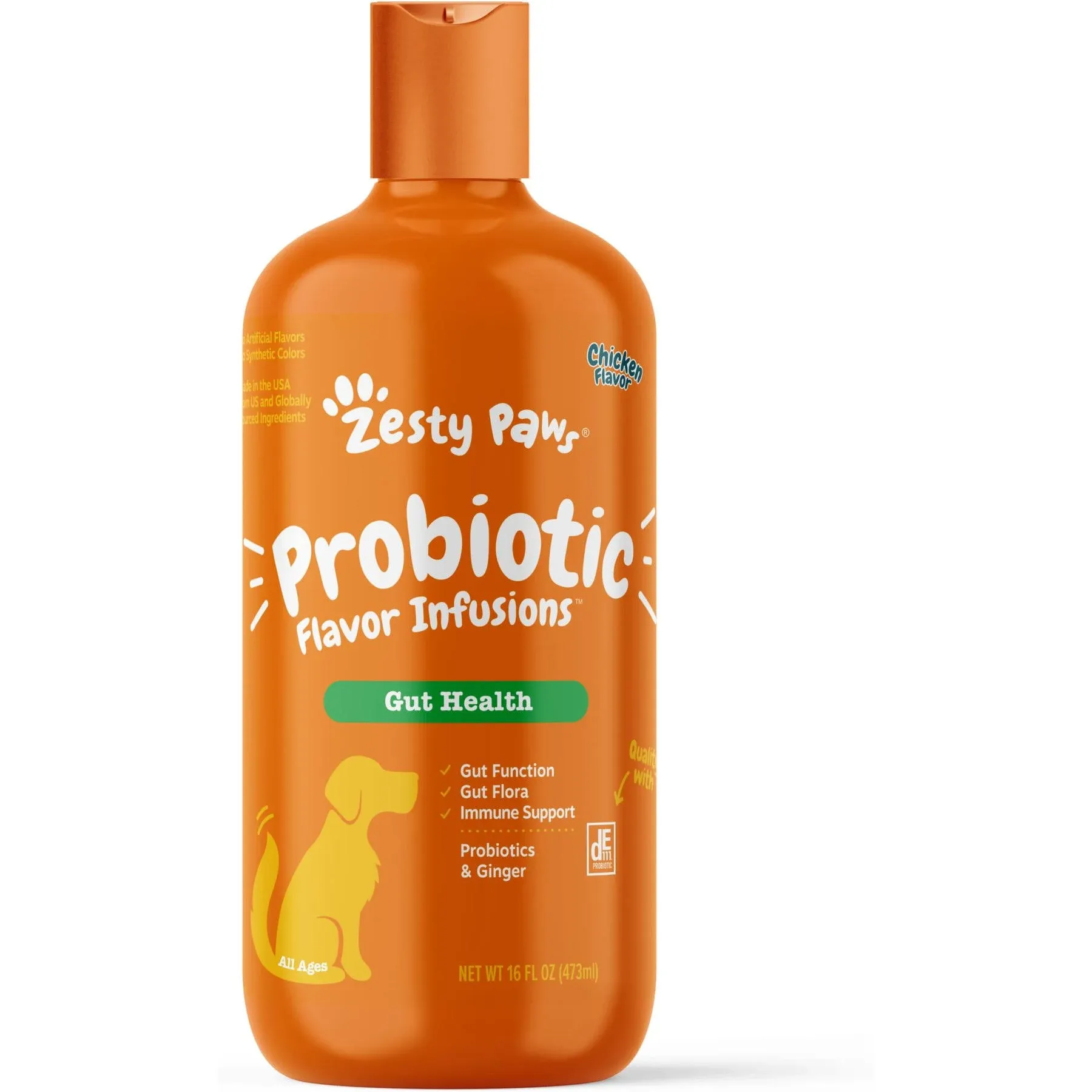 Zesty Paws Probiotic Flavor Infusions for Dogs – 500 Million CFU of Probiotics for Gut Health & Flora – Supports Immune System - Chicken Flavor