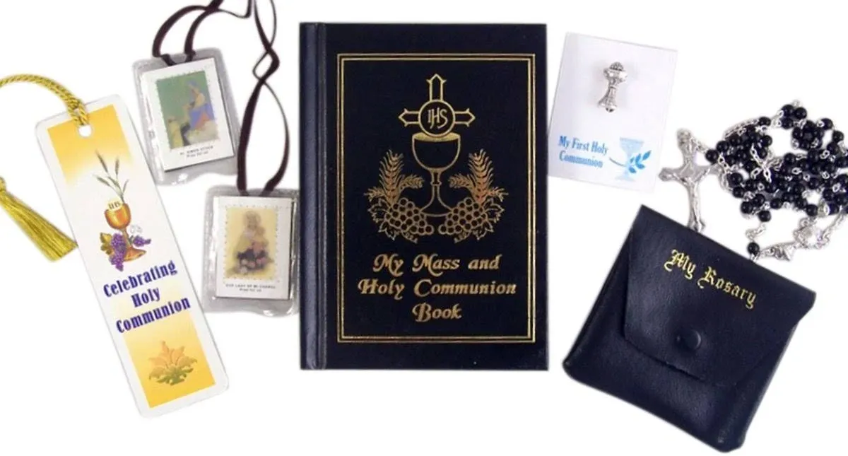 First Communion Gifts for Boys with Rosary, Prayer Book, Scapular, Lapel Pin and Bookmark