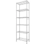 Himimi 6 Tier Storage Shelf Wire Shelving Unit Adjustable Rack Free Standing Organization with Leveling Feet, Stainless Side Hooks for Laundry Bathroom Kitchen Pantry Closet,2-Pack Shelves,Silver