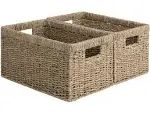 Storage Works Basket, Willow Basket with Built in Handle, Medium 2 Pack