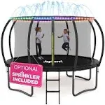 JoyBerri Trampoline with Net, Bonus Sprinkler, LED Lights, and Extra Sturdy