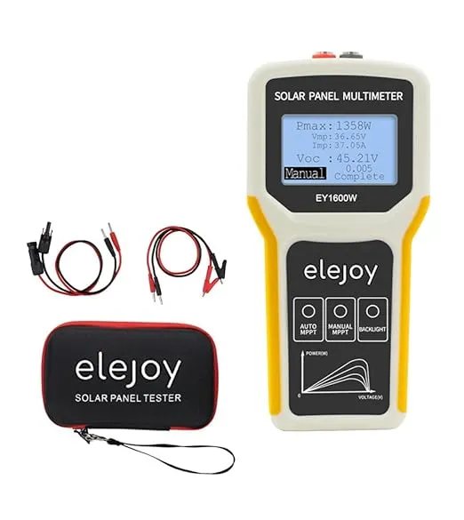 Upgrade 1600W Solar Panel Tester MPPT Photovoltaic Panel Multimeter Upgraded EY-1600W with Ultra Clear LCD Display, Smart MPPT Tools for Testing Solar PV Panel Data and Troubleshooting (EY-1600W)