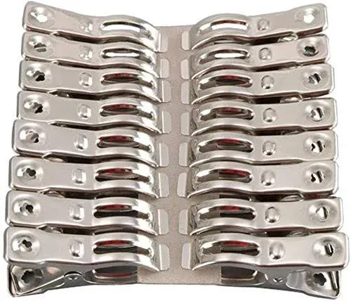 Clothes Pins 32 Pcs Metal Beach Chair Towel Clips,Heavy Duty Stainless Steel Clothespin, Row Cover Clips,Garden Clips,Greenhouse Clamps