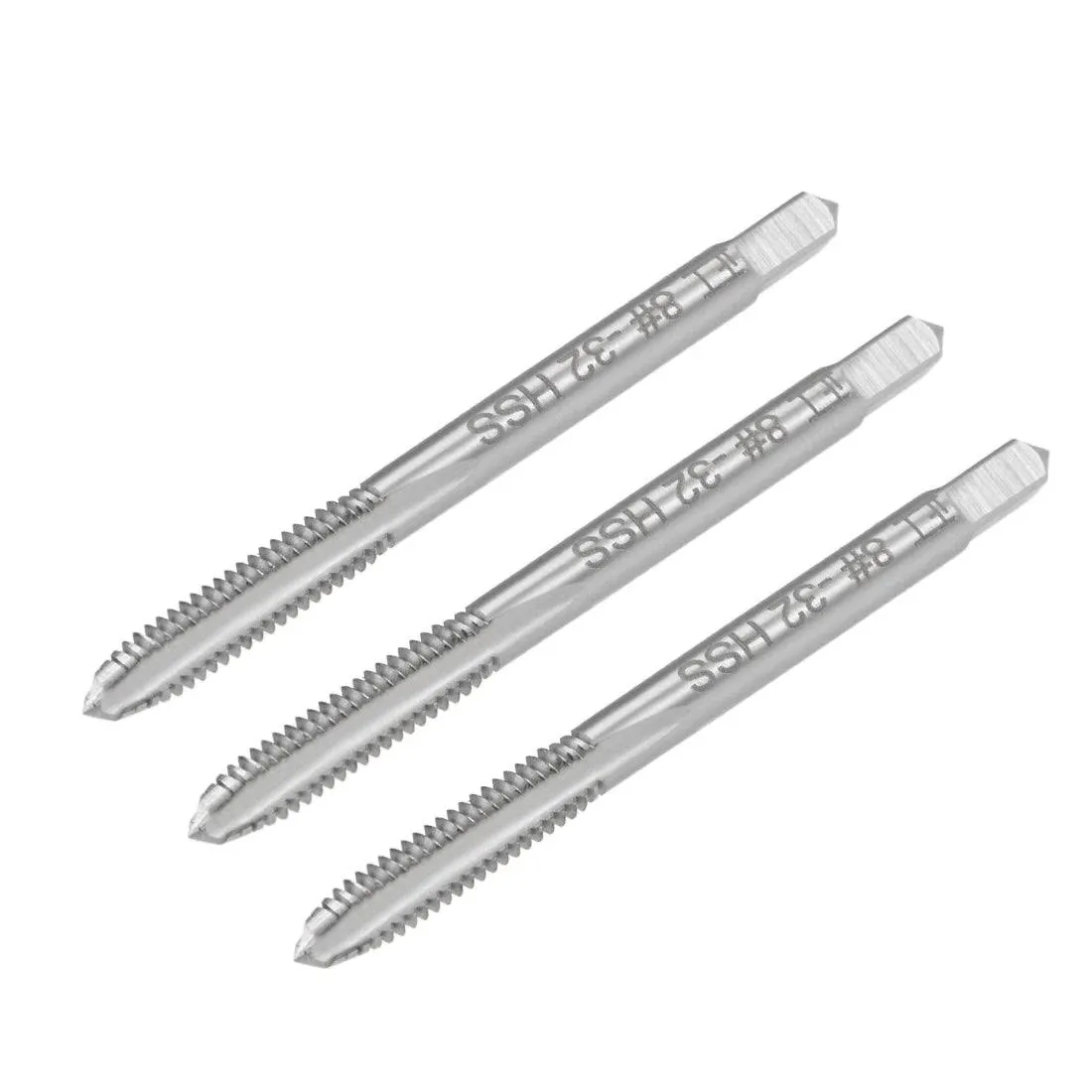 uxcell Machine Tap #8-32 UNC Thread 2B Class 3 Flutes High Speed Steel Screw Threading Tap Tapping Tool 3pcs