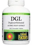 Natural Factors, Chewable DGL 400 mg, Licorice Extract for Healthy Digest, 180 Count (Pack of 1)