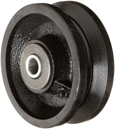 RWM Casters VIR-0420-08 4" Diameter X 2" Width Cast Iron V-Groove Wheels with Straight Roller Bearing, 800 lbs Capacity,Black