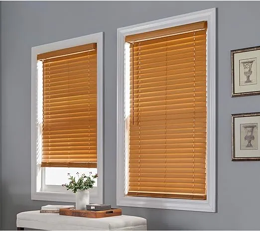 BrylaneHome 2" Faux Wood Cordless Blinds - 36" W 64" L, Oak