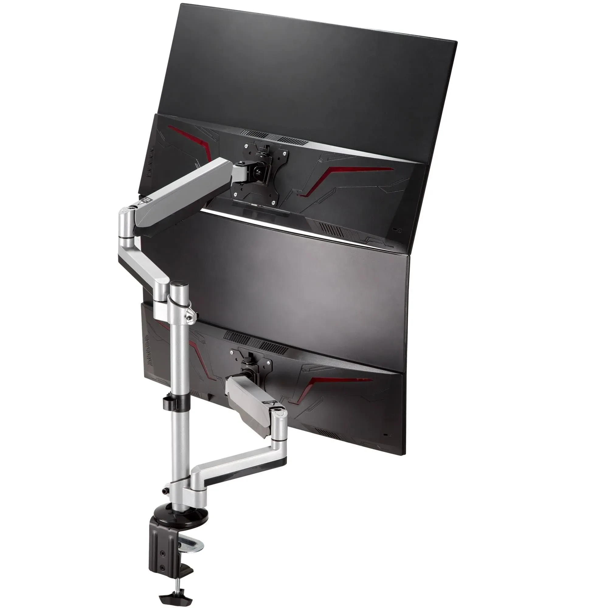 AVLT Dual 17&#034;-32&#034; Stacked Monitor Arm Desk Mount fits Two Flat/Curved Monitor...