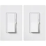 Lutron Diva Single-pole/3-way LED Rocker Light Dimmer Switch with Wall Plate, White (2-Pack)