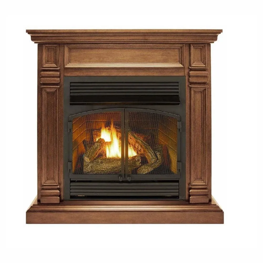 Duluth Forge Dual Fuel Ventless Fireplace - 32,000 BTU, Remote Control, Nutmeg Finish